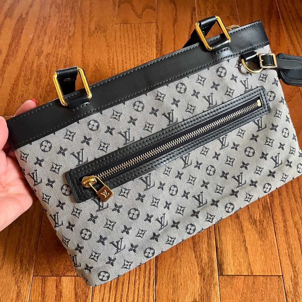 Louis Vuitton Lucille Navy Monogram Bag. Tote style with gold zipper.